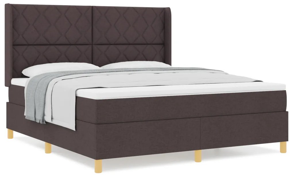 Boxspring Ágy Matrac Fekete Barna 180x200 cm Szövet