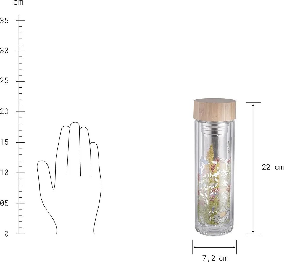 TEA TENDER teás üveg kivehető szűrővel, virágok 450 ml
