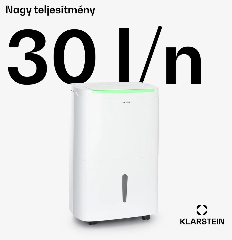 Klarstein DryFy Pro Connect Smart, Párátlanító, WiFi, Kompresszor, 30l/d, 50-60 m², Fehér