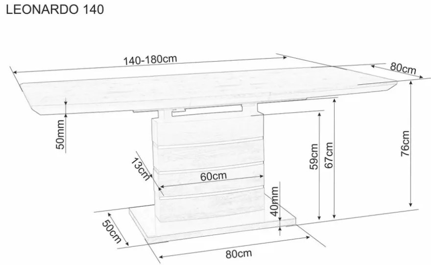 Leonardo bővíthető étkezőasztal fehér 140-180cm