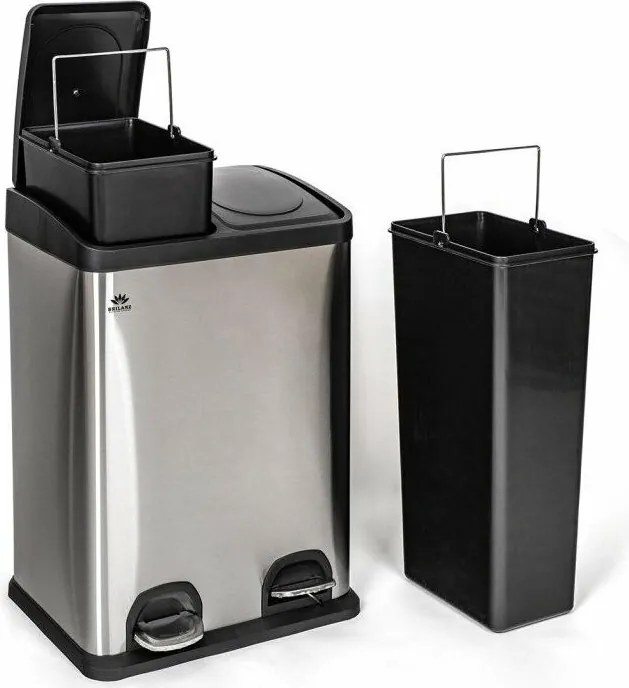 Brilanz szemeteskosár, 2 x 20 l, nerez, 40 l