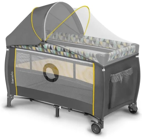 Lionelo - SVEN PLUS utazóágy, szürke/sárga