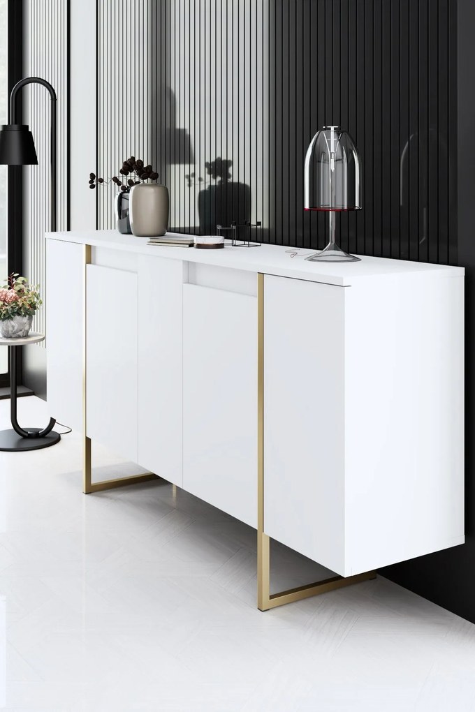 Konzolasztal Luxe - White, Gold