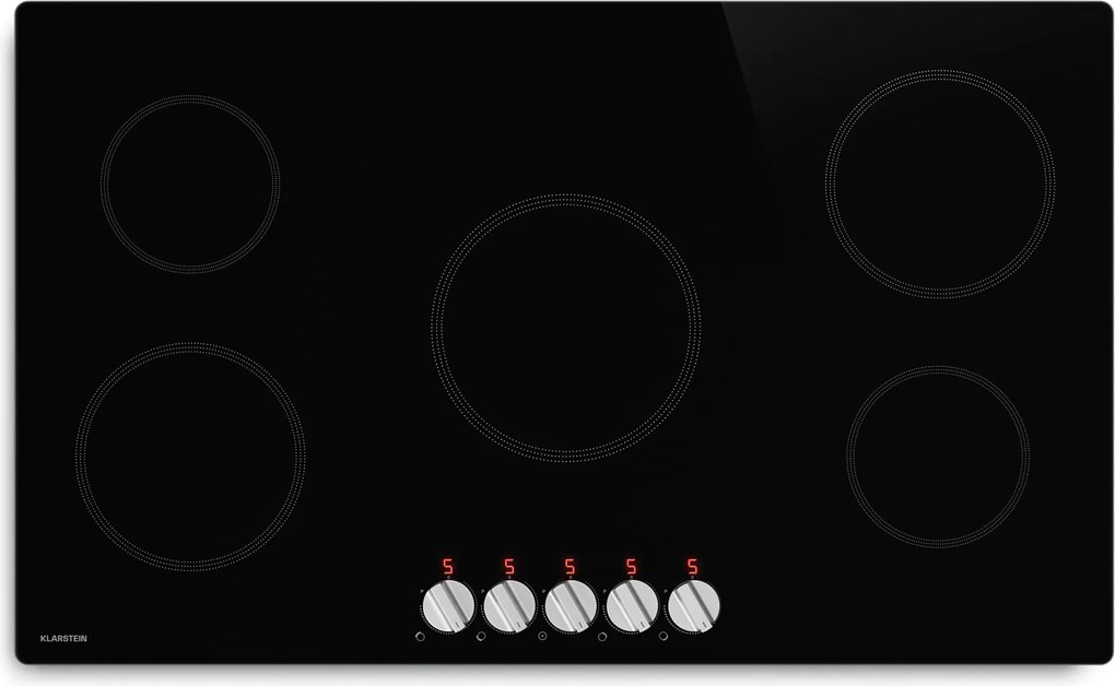 Klarstein Kochheld indukciós főzőlap | Elegáns és erőteljes | 5 főzőzóna | 8700 W | 90 cm
