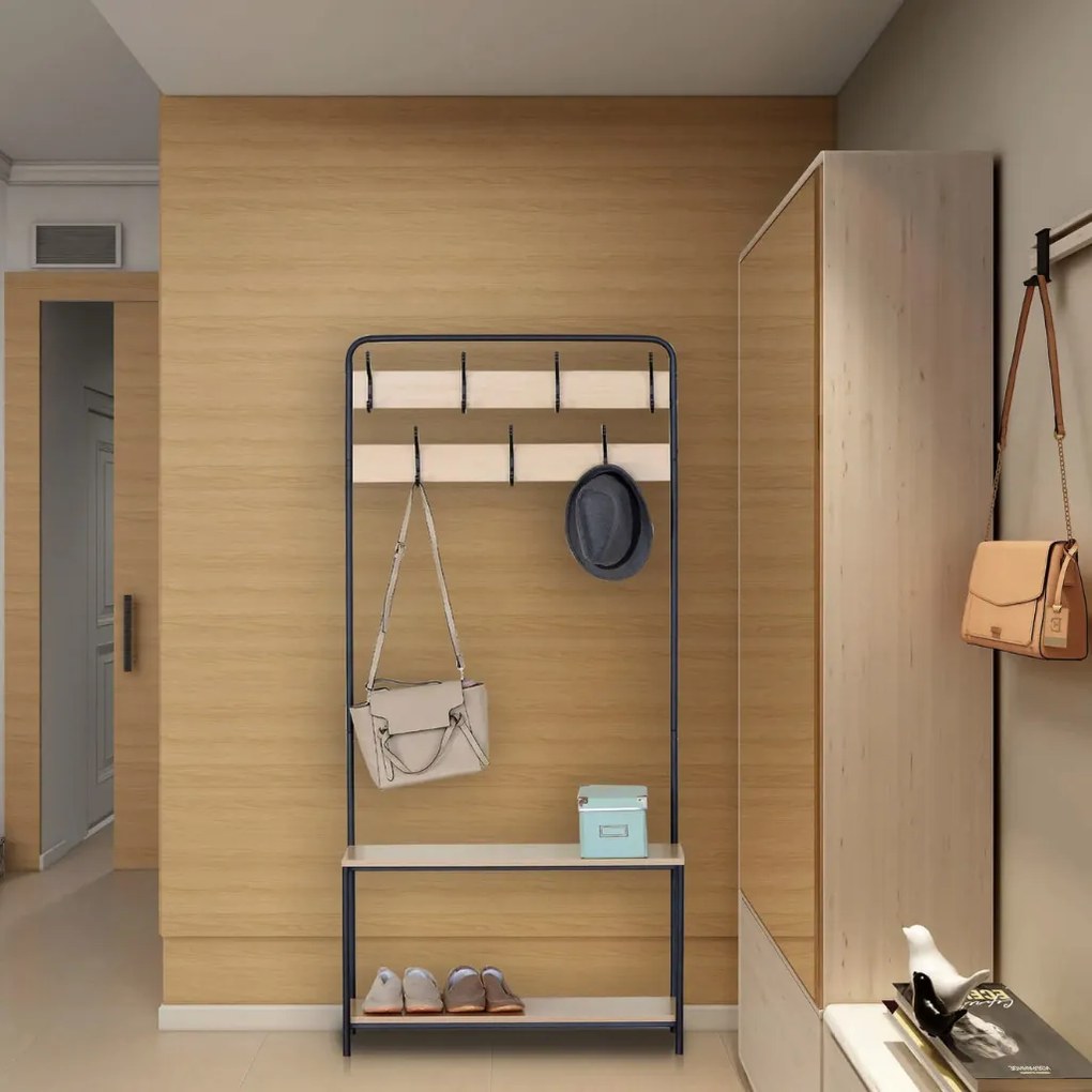 Intenso Home előszobai ruhafogas cipőtartó polcokkal 80 x 170cm sonoma tölgy