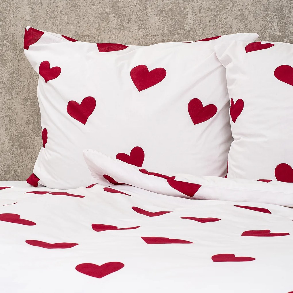 4Home Red Hearts pamut ágyneműhuzat, 140 x 220 cm, 70 x 90 cm, 140 x 220 cm, 70 x 90 cm