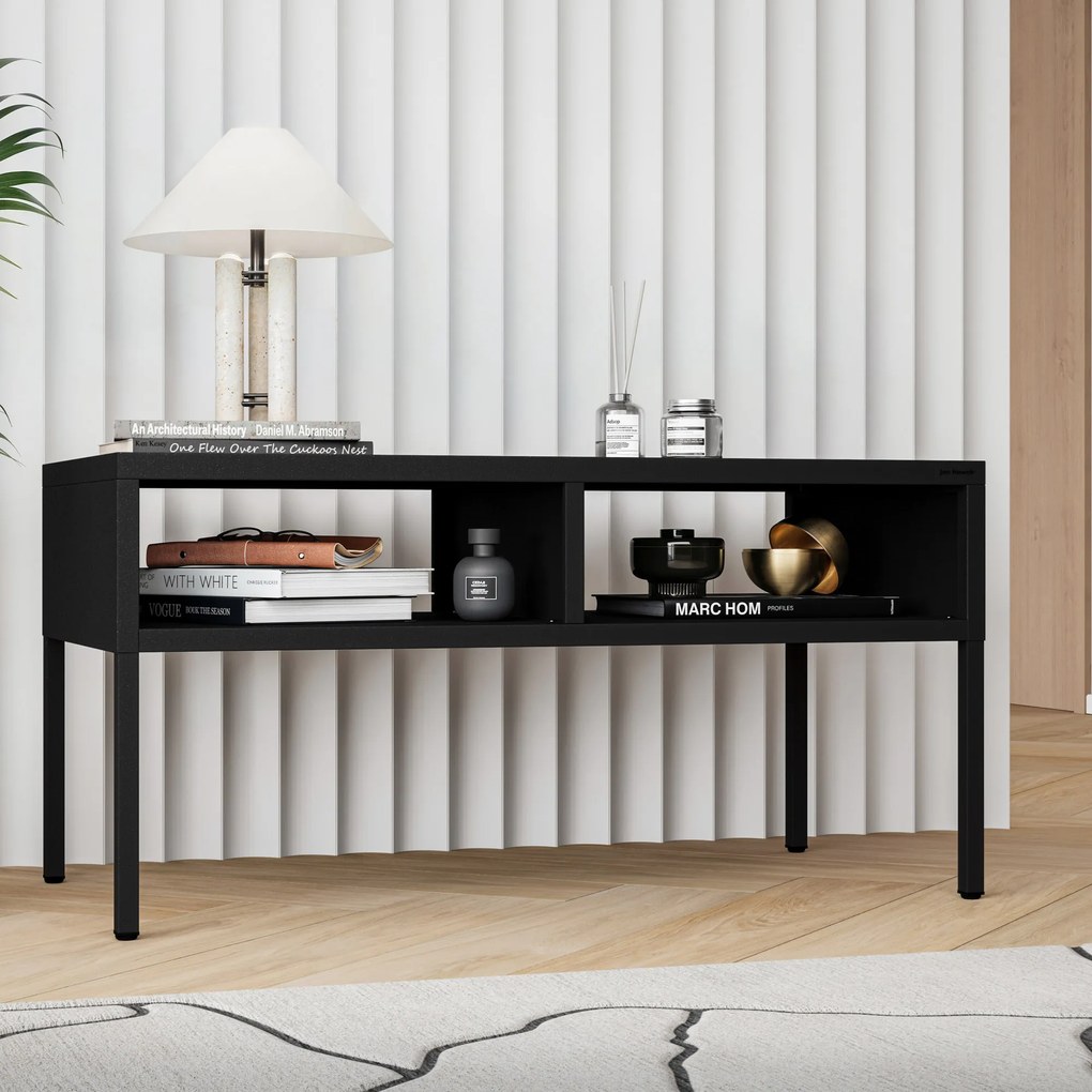Fekete, téglalap alakú fém dohányzóasztal, 900x450x450 mm: MATTEO