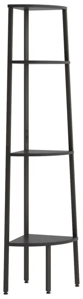 4 szintes fekete sarokpolc 45,5 x 31,5 x 150 cm