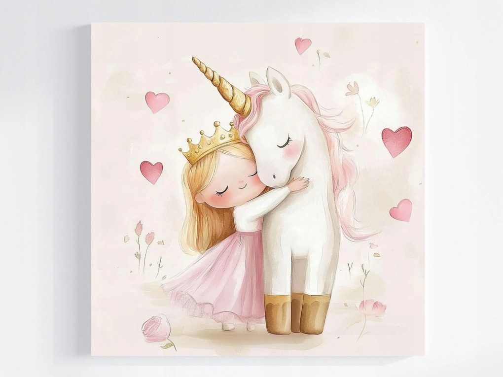 Canvas Vászonkép Mese Lány Hercegnő Unikornis 80x80
