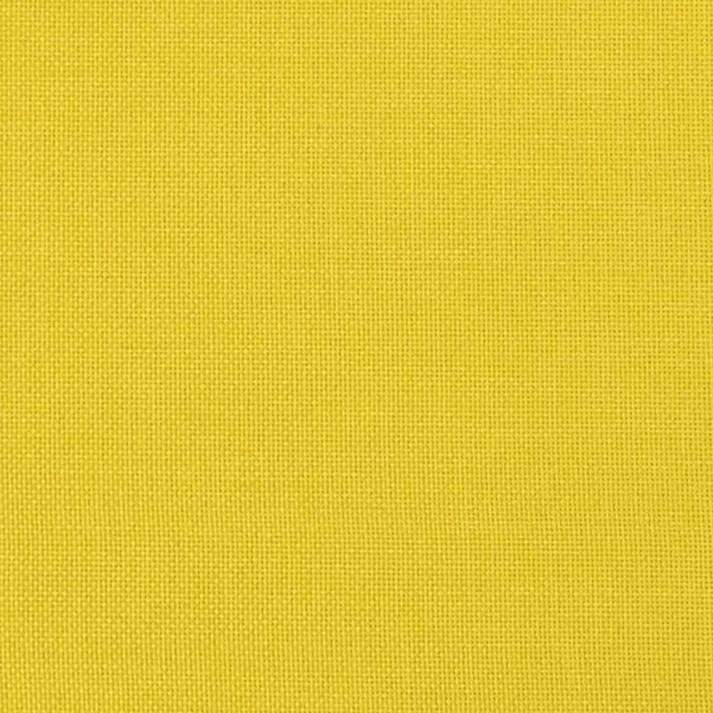 2 személyes világossárga szövet kanapé díszpárnákkal 140 cm