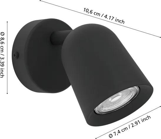 Eglo 901952 - Fali spotlámpa CAMALDOLI 1xGU10/5W/230V fekete
