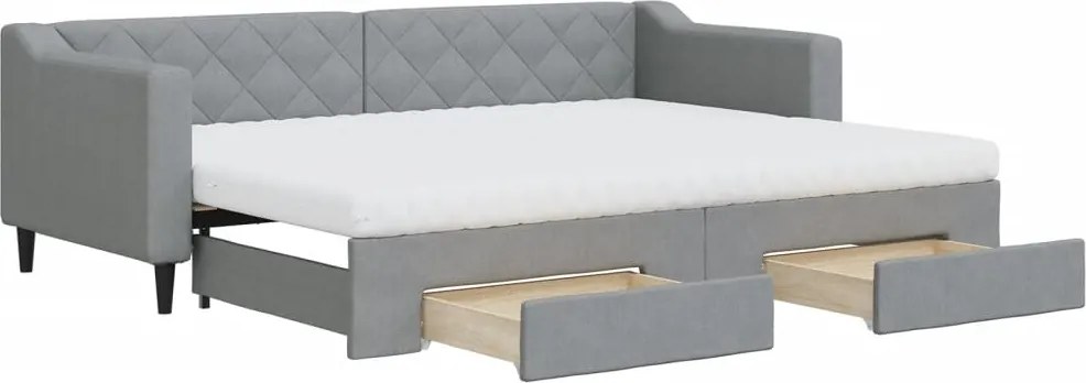 vidaXL világosszürke kihúzható szövet heverő fiókokkal 80 x 200 cm