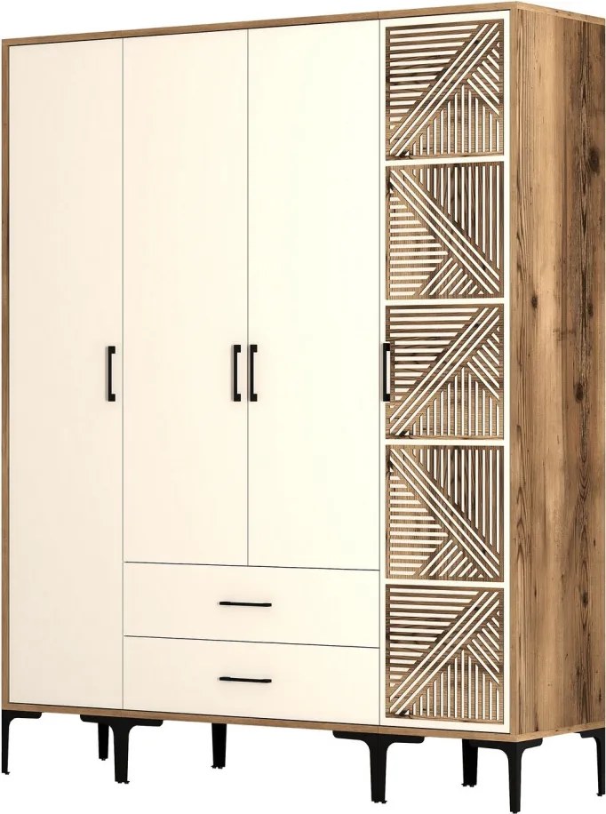 Kumsal gardróbszekrény, dió-krém, 160 cm – TR845HCT5491