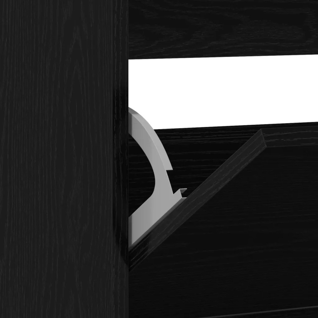 vidaXL Cipőtároló Flip Fiókkal Fekete Tölgy 80x21x87,5 cm