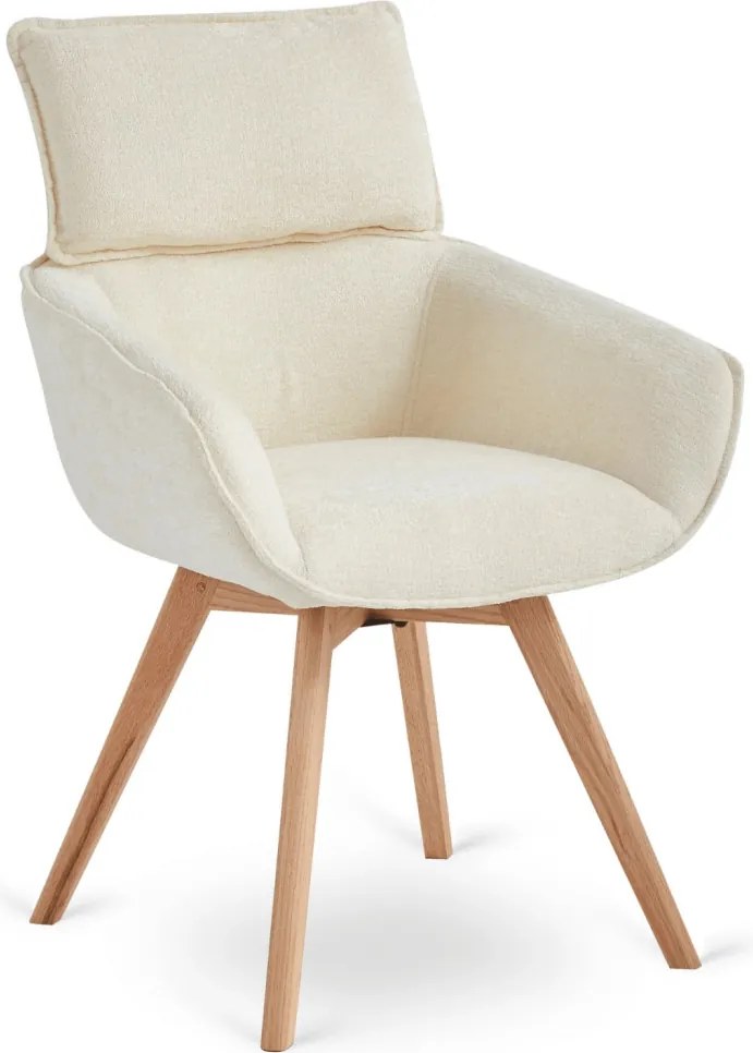 Forgó szék krém színben, bouclé kárpittal, DIAS