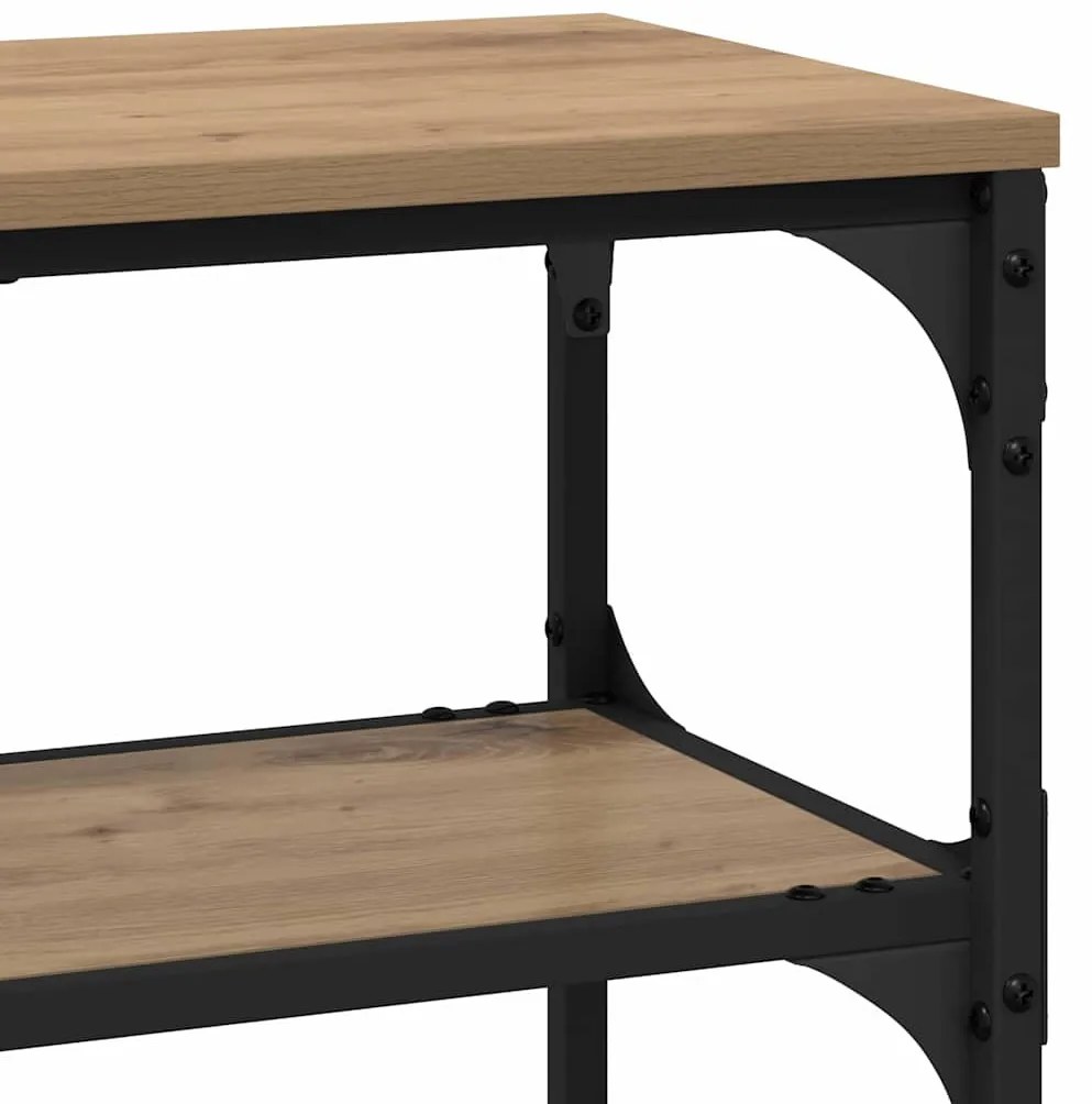 Konzolasztal polcokkal kézműves tölgy 100 x 30 x 75 cm Faanyag