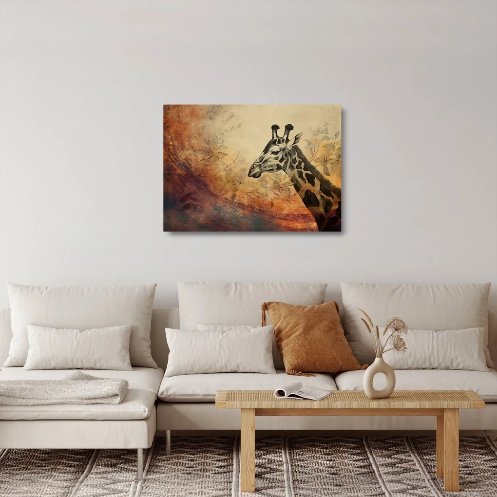 Üveg kép - Zsiráf, festmény (70x50 cm)