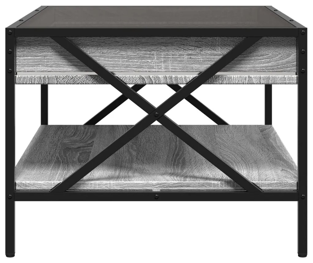 szürke sonoma végtelen hatású LED-es dohányzóasztal 70x50x38 cm