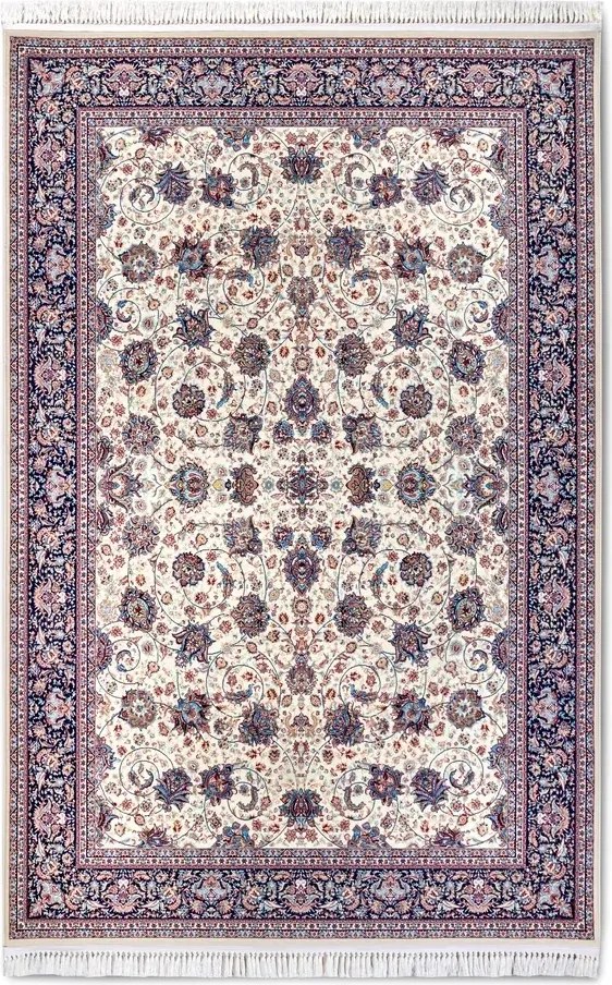 Hagyományos szőnyeg nappaliba 190x285,klasszikus kék-krém rojtokkal