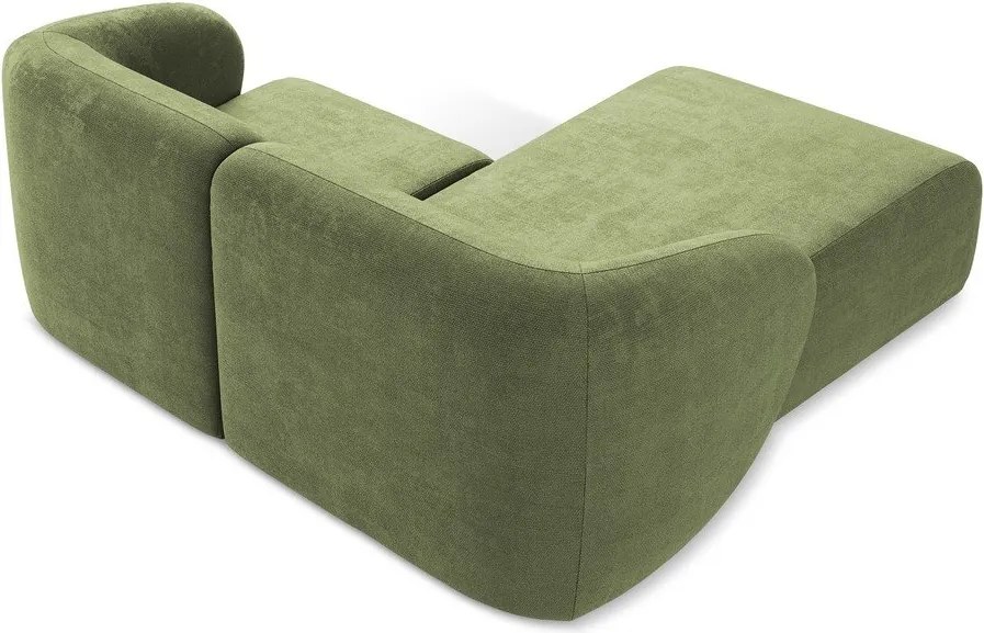 Zöld zsenília sarokkanapé (bal oldali-heverő résszel) Lani – Makamii