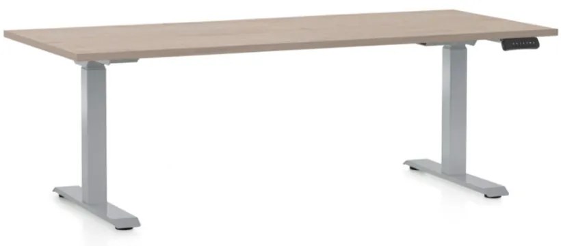 Állítható magasságú asztal OfficeTech D, 180 x 80 cm, szürke alap, tölgy