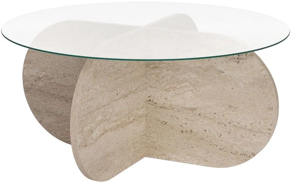 Dohányzóasztal Aeris - Travertine, Transparent
