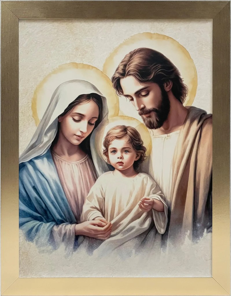 Vászonkép 45x35 Szent Család Jézus Krisztus József Mária Arany Keret