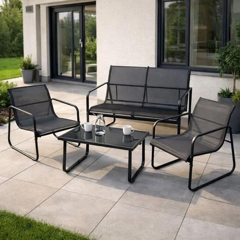 Kerti 4 részes szett Astoria acél szerkezet szürke