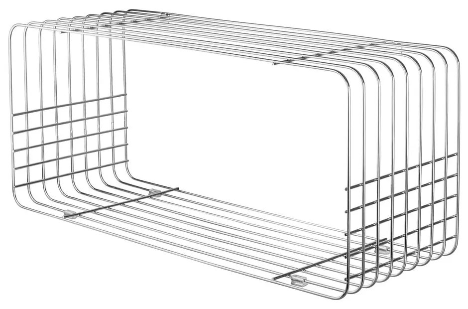 Fényes ezüstszínű fém fali könyvespolc 70x30 cm Wire – Mette Ditmer Denmark
