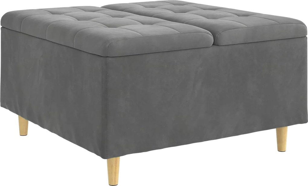 vidaXL Tároló oszmán párnával Sötétszürke 80 x 80 x 45 cm Bársony
