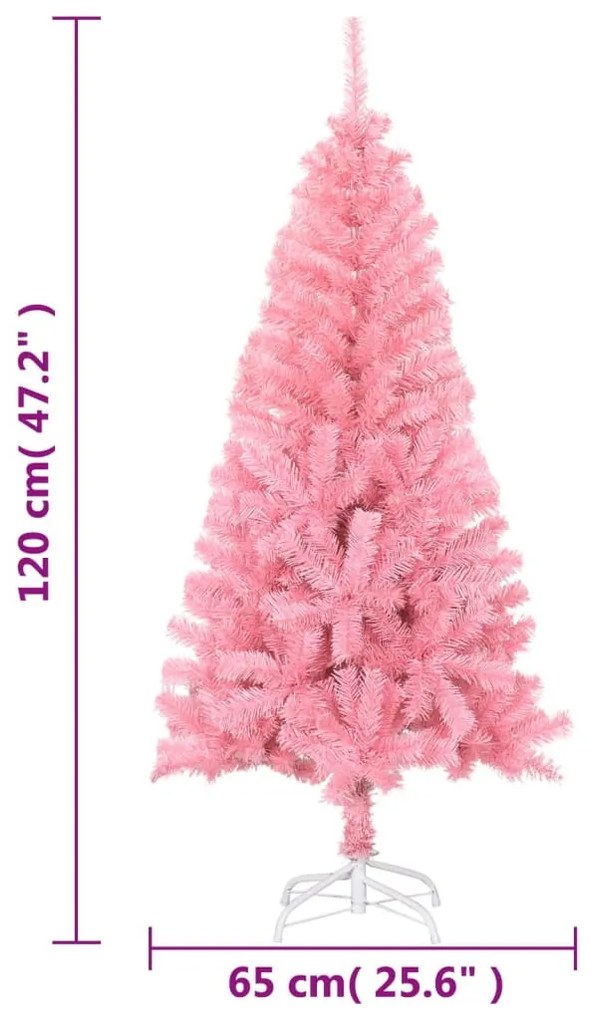 rózsaszín PVC műkarácsonyfa állvánnyal 120 cm