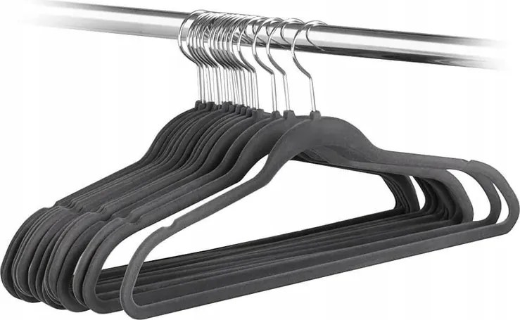 Yaheetech Bársony akasztók 10 db Csúszásgátló Forgatható Erős Fekete