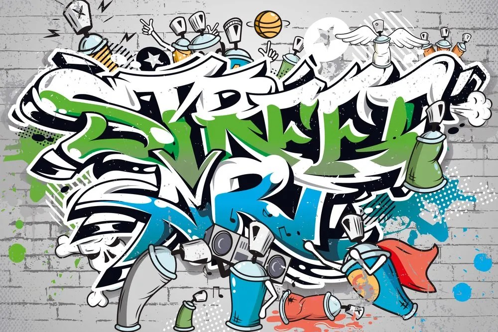 Öntapadó tapéta vidám Street Art felirat - 450x300