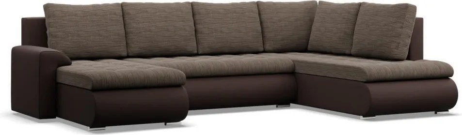 Tokio U sarokkanapé, 3 ágyneműtartóval, fonott + műbőr, jobboldali, barna