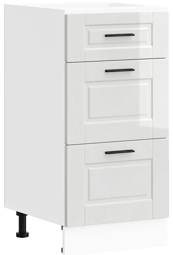 konyhai alsószekrény Porto" magasfényű fehér, rétegelt fa"