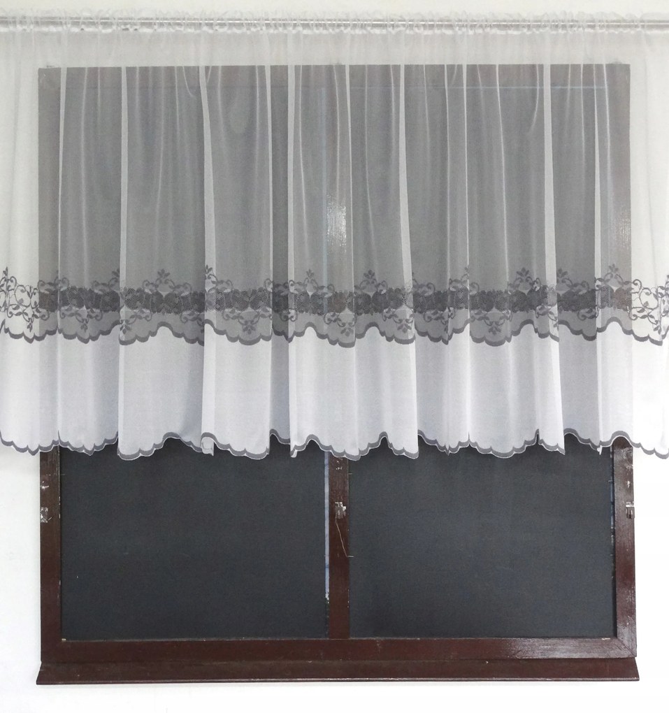 Mg Függöny 573/112 FEHÉR/szürke 300x110cm Kész Alagúttal M