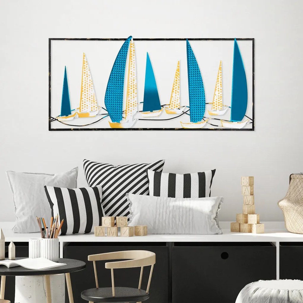 Yelkenli fém fali dekoráció, 40×90 cm – TR930DYU1178