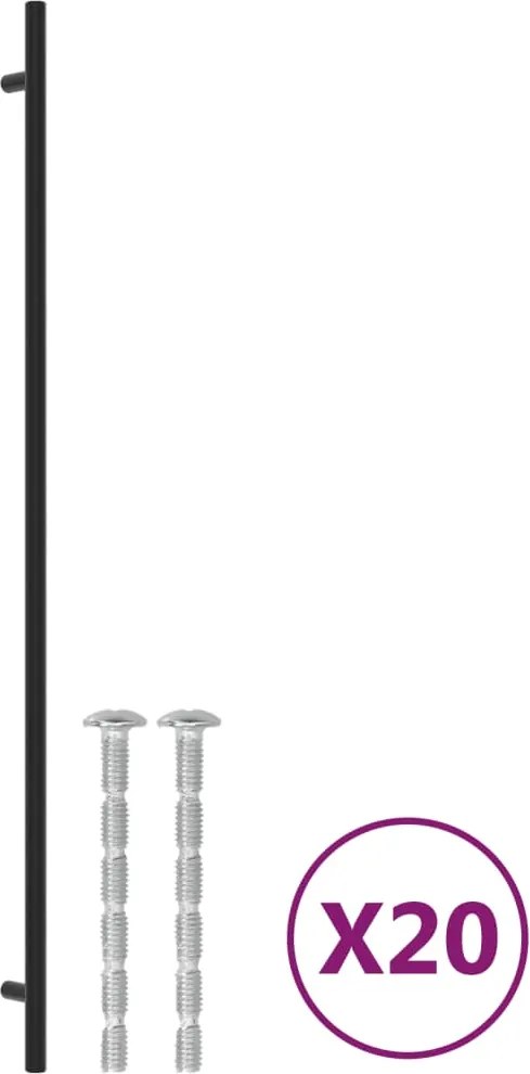 vidaXL 20 db fekete rozsdamentes acél szekrényfogantyú 480 mm