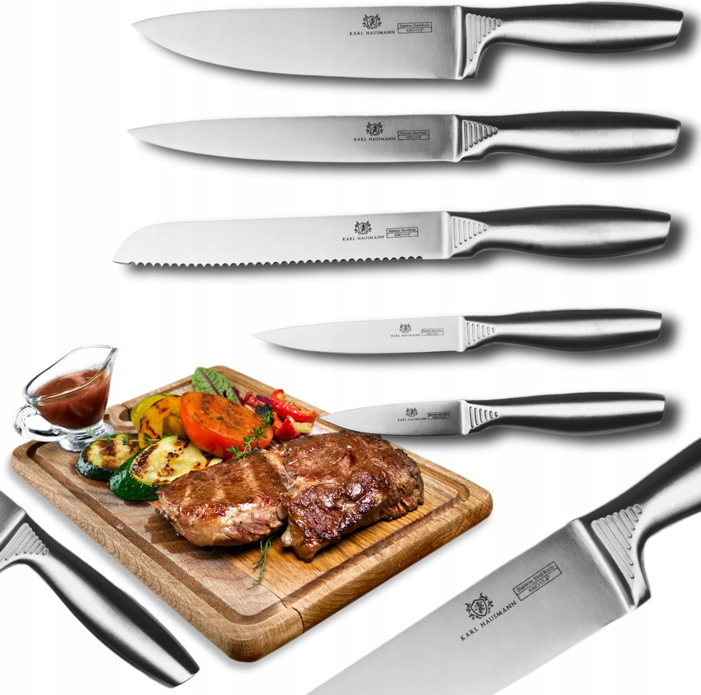 Komplett Készlet 5 Db Rozsdamentes Acél Konyhai Kés Éles Kések Chef Kés 18/0