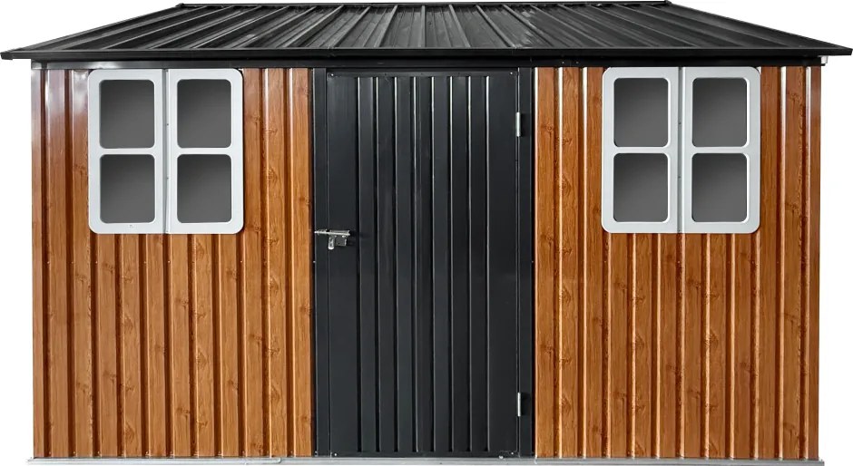 Fém kerti szerszámtároló ház, barna/antracit, 3,6x3,1x2,5 m, GABKO