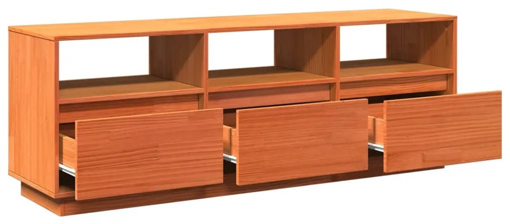 viaszbarna tömör fenyőfa TV-szekrény 140 x 37 x 50 cm