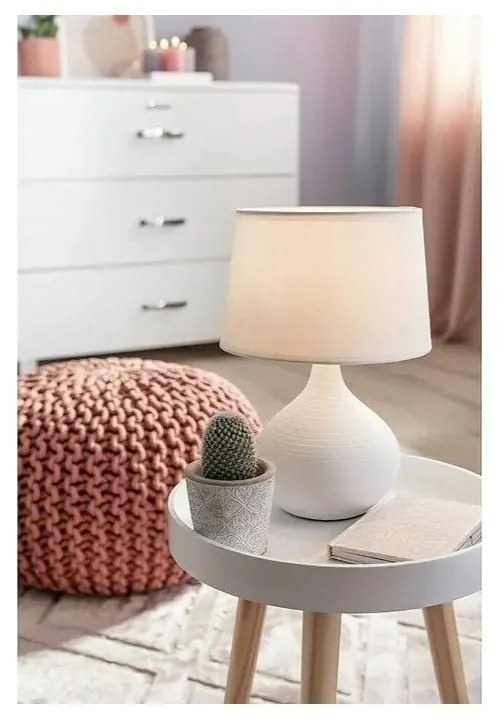 Martin fehér kerámia-szövet asztali lámpa, magasság 29 cm - Reality