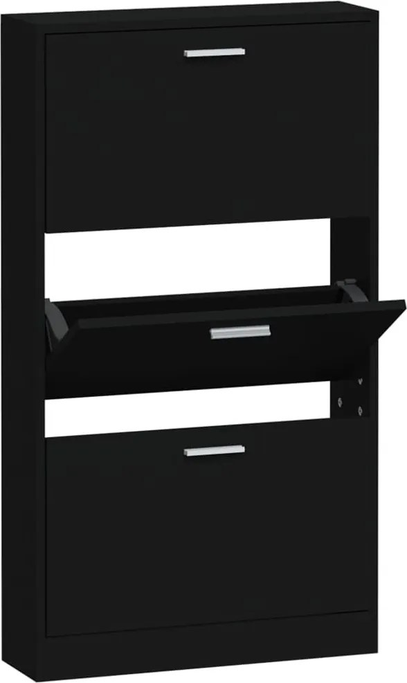 vidaXL fekete szerelt fa cipősszekrény 59x17x108 cm