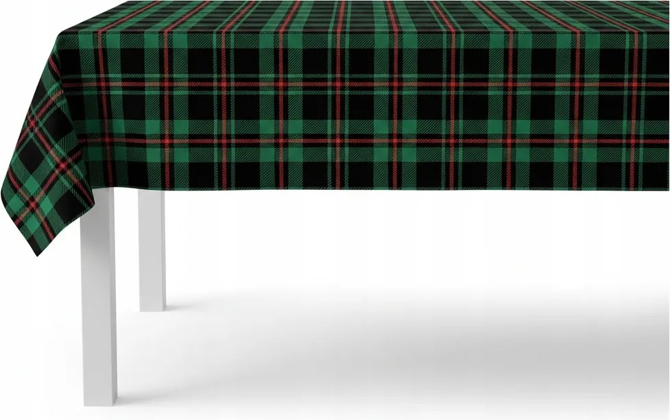 Abrosz kockás velúr 140x180 cm velvet velúr Kockás Zöld abrosz asztalra