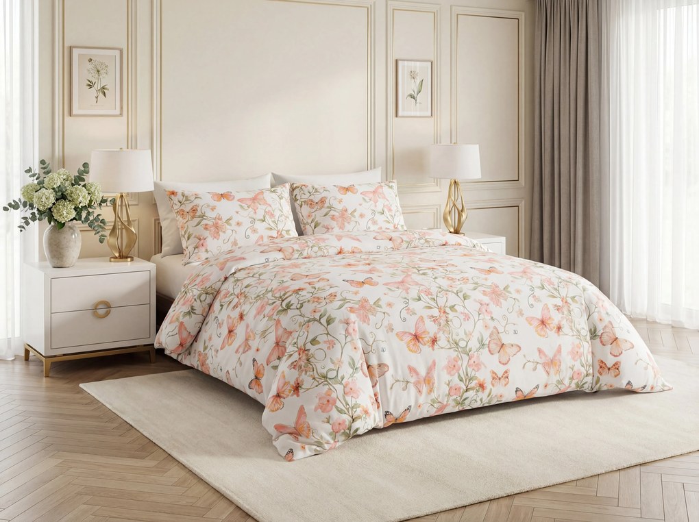 Mikroszálas ágyneműhuzat ORANGE BUTTERFLY fehér Ágyneműhuzat mérete: 2 db 70 x 80 cm | 160 x 200 cm