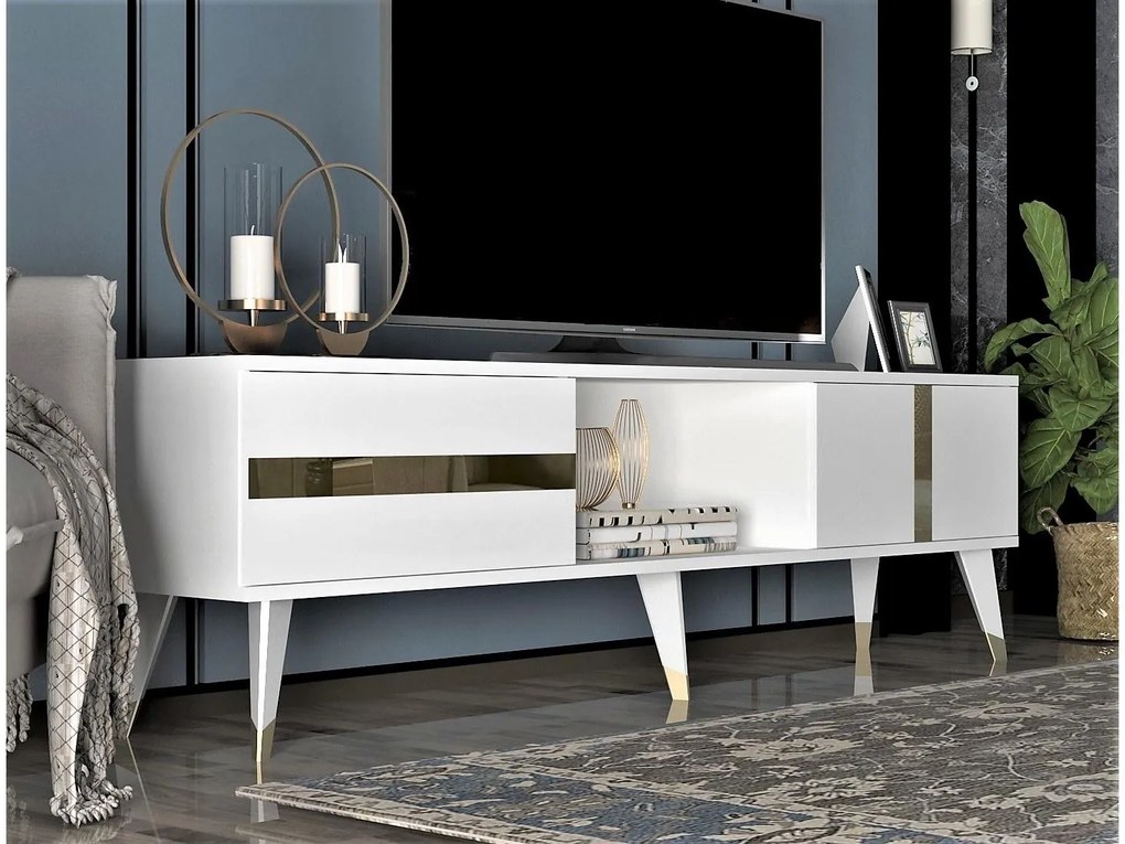 TV asztal/szekrény Vekika 2 (fehér + arany) . 1095252