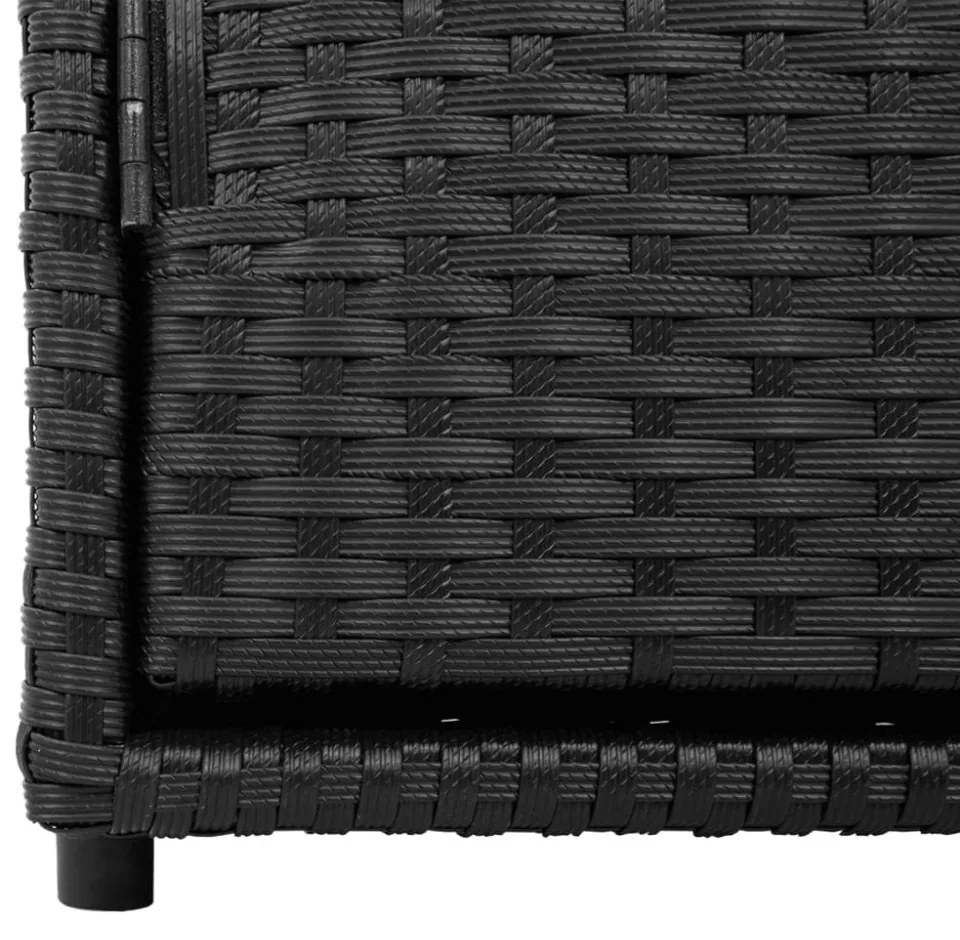 fekete polyrattan kerti tárolószekrény 110 x 55 x 60,5 cm