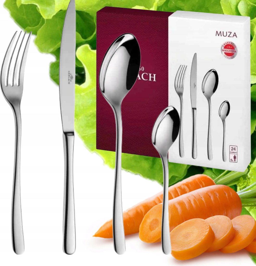 24 Darabos Étkészlet 6 Személyre, Fényes, Étkészlet Szett Dobozban Gerlach Muza, Szép