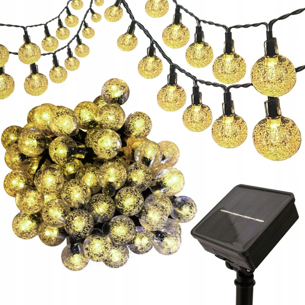 Napelemes lámpák Lánc fények 60 LED-es napelemes