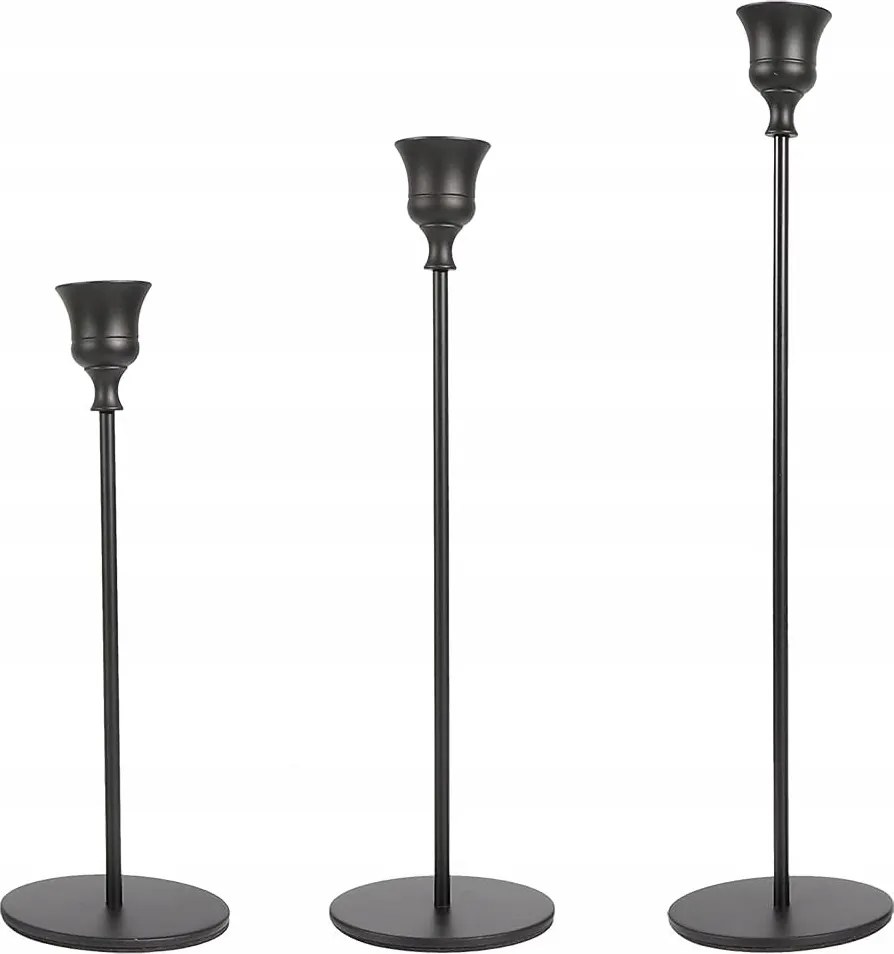 Gyertyatartó fém fekete 3 db-os asztali dekoráció szett esküvő valentin nap